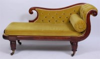 Lot 1585 - A William IV mahogany framed scroll end chaise-...