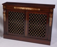 Lot 1591 - A Regency rosewood and brass inlaid side...