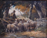 Lot 1477 - 19th century English school - Shepherd driving...