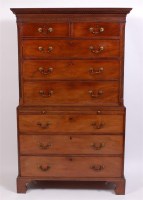 Lot 1542 - A George III mahogany chest-on-chest, having a...