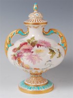 Lot 1050 - A late Victorian Royal Worcester pedestal vase...