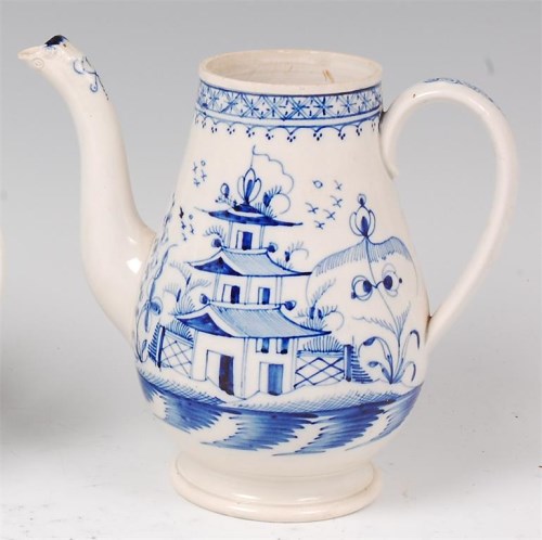 Lot 1065 - An 18th century English porcelain coffee pot,...