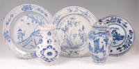 Lot 1066 - An 18th century English Delft plate,...