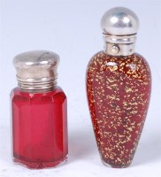 Lot 1086 - A late Victorian cranberry glass and silver...