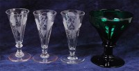 Lot 1088 - A set of three 19th century dwarf ale glasses,...