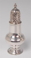 Lot 1103 - A George II silver pedestal lighthouse sugar...