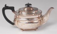 Lot 1114 - A Maple & Co silver teapot, of oval bombe form,...