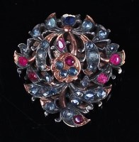 Lot 1207 - A 19th century ruby and cut crystal set brooch,...