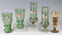 Lot 1082 - Two pairs of late 19th century Bohemian green...