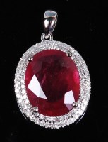 Lot 1223 - A contemporary 14ct white gold, ruby and...