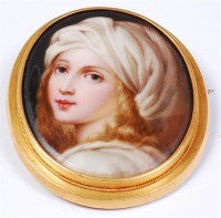 Lot 1232 - A circa 1900 continental porcelain brooch,...