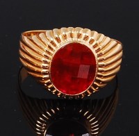 Lot 1248 - A mens 18ct gold and ruby set gents signet...