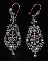 Lot 1253 - A pair of Victorian yellow metal and diamond...