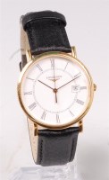 Lot 1281 - A gents Longines 18ct gold cased wristwatch,...