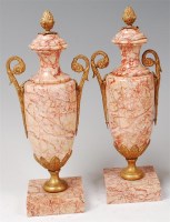 Lot 1357 - A pair of French veined marble and gilt metal...