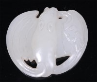 Lot 1378 - A Chinese carved white jade bat pendant, with...