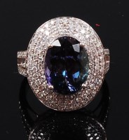 Lot 1228 - A contemporary 14ct white gold, tanzanite and...