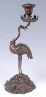 Lot 1403 - A Japanese Meiji period bronze crane as a...