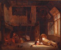 Lot 1457 - J van Lil - Dutch interior scene, oil on panel,...