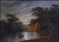 Lot 1460 - Robert Burrows (1810-1893) - Moonlit river...