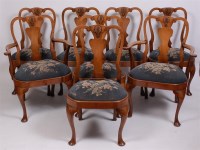 Lot 1531 - A set of eight walnut dining chairs, in the...