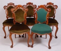 Lot 1556 - A set of five continental walnut salon chairs,...