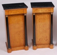 Lot 1560 - A pair of birds eye maple and marble topped...