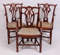 Lot 1574 - A set of three circa 1900 mahogany elbow...