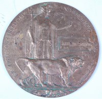 Lot 445 - A WW I bronze memorial plaque, naming Arthur...