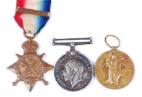 Lot 448 - A WW I trio to include 1914 Star with 5th...