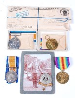 Lot 452 - A WW I British War and Victory duo, naming...