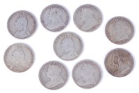 Lot 28 - Great Britain, 9 various Victorian silver...