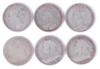 Lot 30 - Great Britain, 6 various Queen Victoria silver...