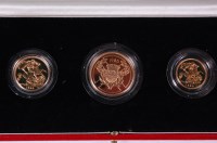 Lot 130 - Great Britain, 1986 gold proof 3-coin set, two...