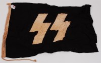 Lot 313 - A WW II German SS flag, on a black field with...