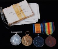 Lot 314 - Two WW I British War and Victory duos, naming...