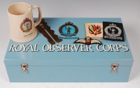 Lot 384 - A Royal Obersever Corps painted wooden box,...