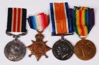 Lot 402 - A WW I medal group to include Military Medal,...