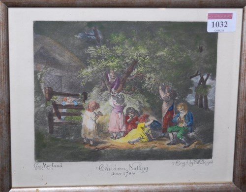 Lot 1032 - George Morland - Children nutting, framed...