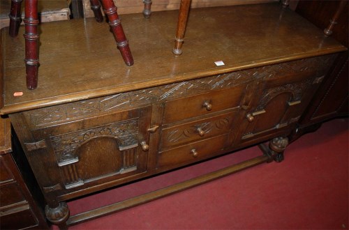 Lot 1188 - A joined and moulded oak sideboard in the 17th...