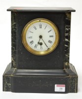 Lot 10 - An Edwardian black slate mantel clock having...
