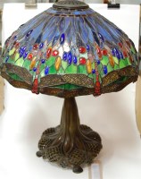 Lot 23 - A large Tiffany style bronze table lamp,...