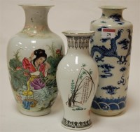Lot 28 - A Chinese stoneware blue & white vase of...