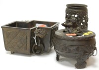 Lot 30 - A Chinese bronze censer of double lozenge form...
