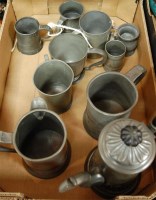 Lot 73 - A box of miscellaneous pewter wares to include...