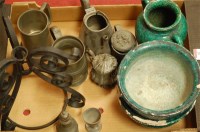Lot 82 - A box of miscellaneous items to include pewter...