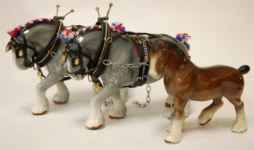 Lot 201 - A pair of Sylvac shire horses, grey gloss...