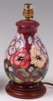 Lot 68 - A modern Moorcroft pottery table lamp, in the...