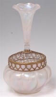 Lot 92 - An Art Nouveau vaseline glass single trumpet...