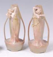 Lot 96 - A pair of Austrian Art Nouveau ceramic stem...
